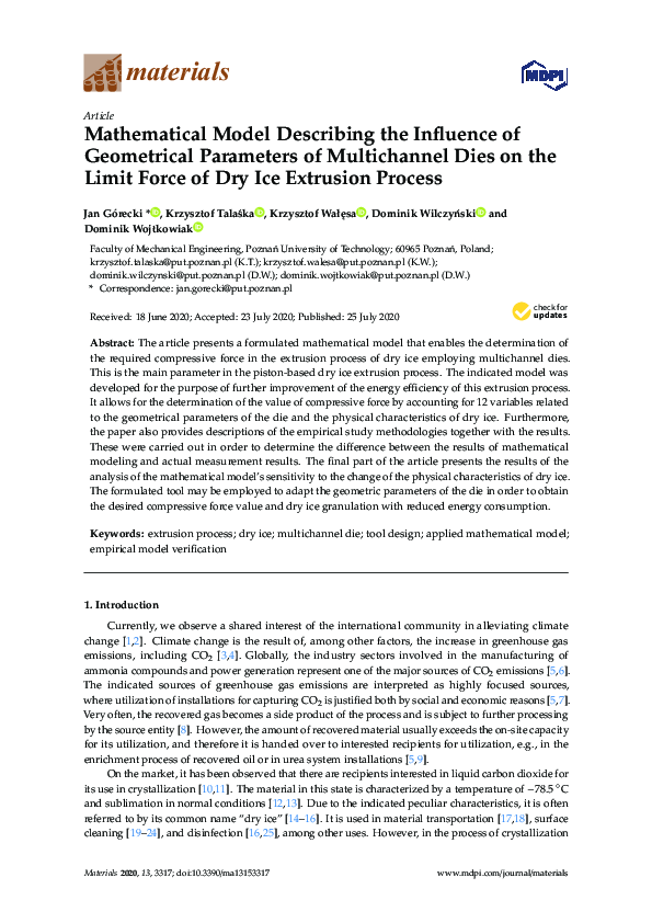 (PDF) Mathematical Model Describing the Influence of Geometrical ...