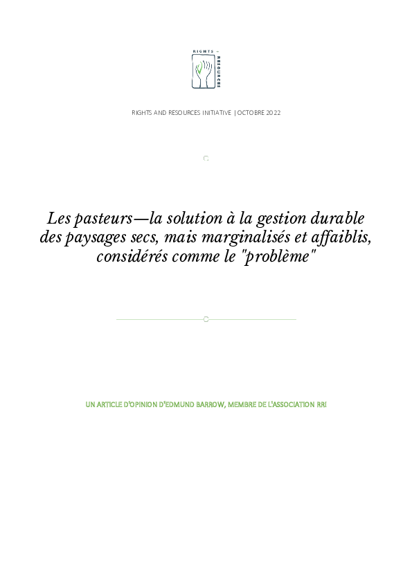 (PDF) Les pasteurs—La solution à la gestion durable des paysages secs ...