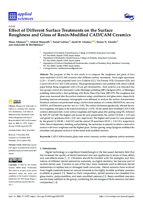 (PDF) Effect of Different Surface Treatments on the Surface Roughness ...
