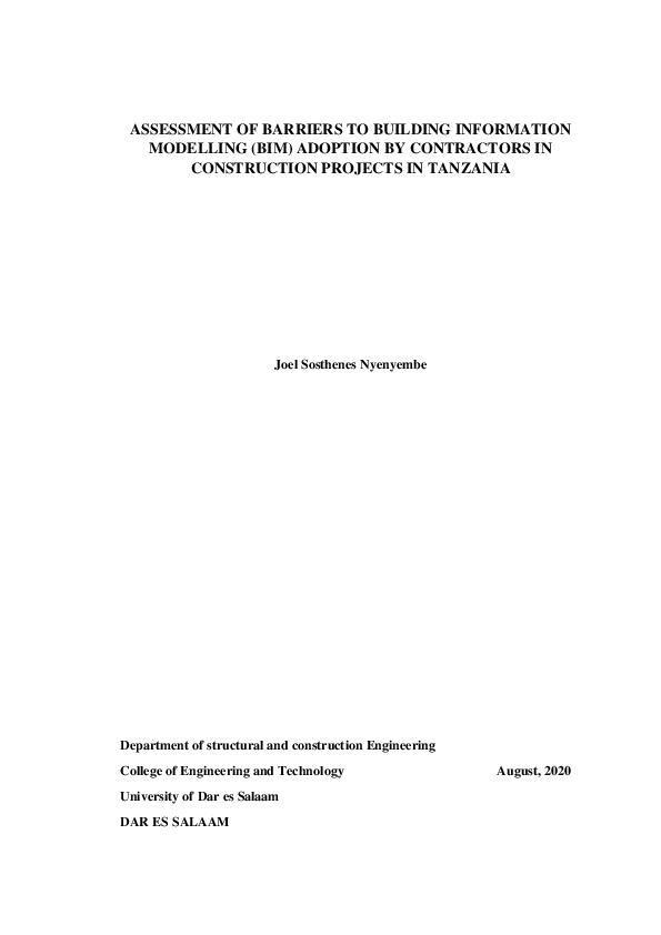 (PDF) ASSESSMENT OF BARRIERS TO BUILDING INFORMATION MODELLING (BIM ...