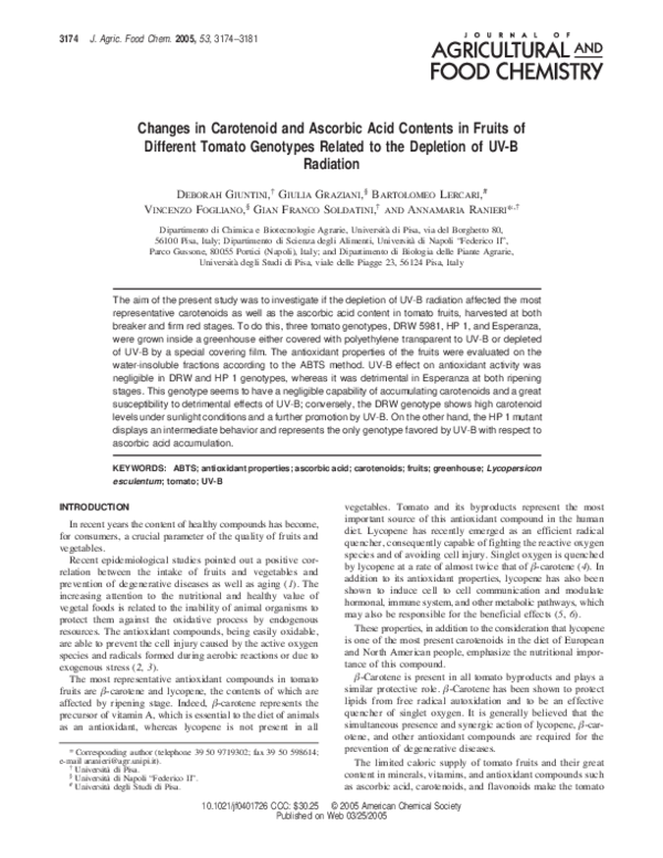 (PDF) Changes in Carotenoid and Ascorbic Acid Contents in Fruits of ...