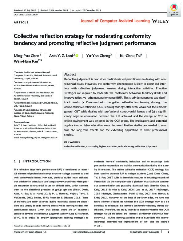 (PDF) Collective reflection strategy for moderating conformity tendency ...