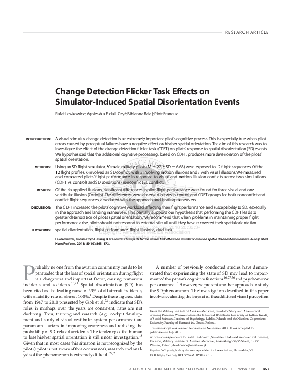 (PDF) Change Detection Flicker Task Effects on Simulator-Induced ...