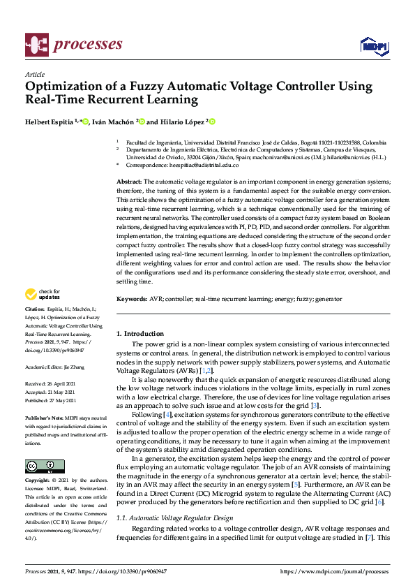 (PDF) Optimization of a Fuzzy Automatic Voltage Controller Using Real ...