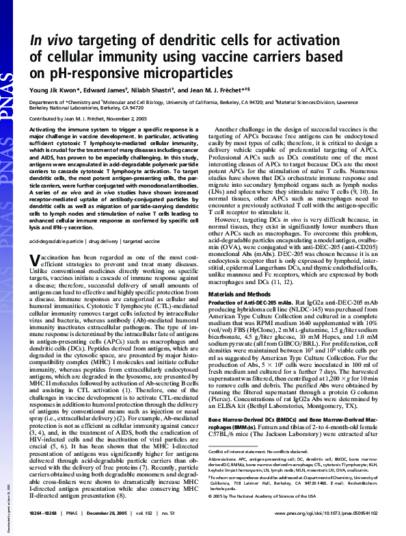 (PDF) In vivo targeting of dendritic cells for activation of cellular ...