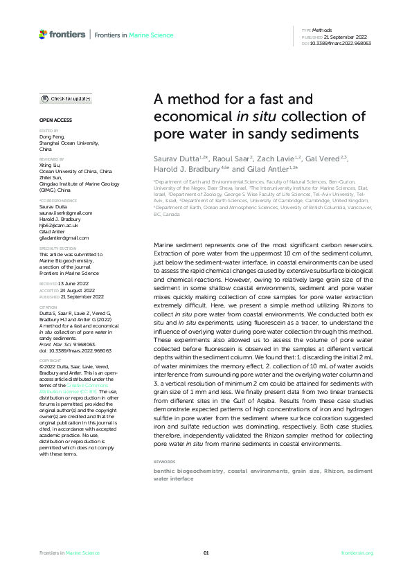 (PDF) A method for a fast and economical in situ collection of pore ...