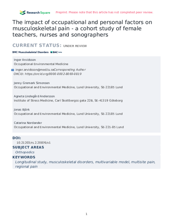 (PDF) The impact of occupational and personal factors on ...