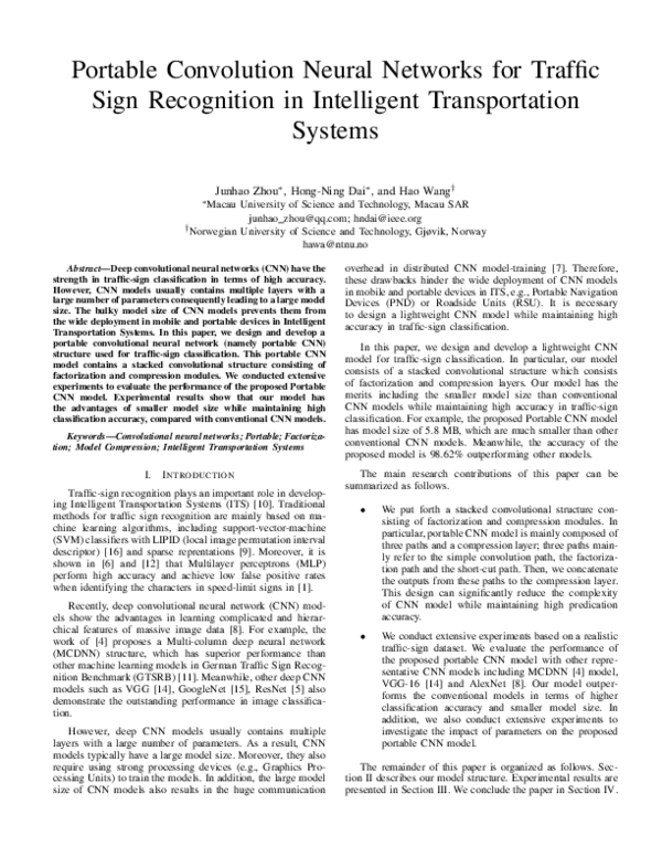 (PDF) Portable Convolution Neural Networks for Traffic Sign Recognition ...