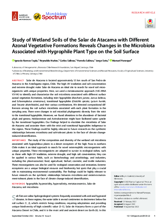 (PDF) Study of Wetland Soils of the Salar de Atacama with Different ...