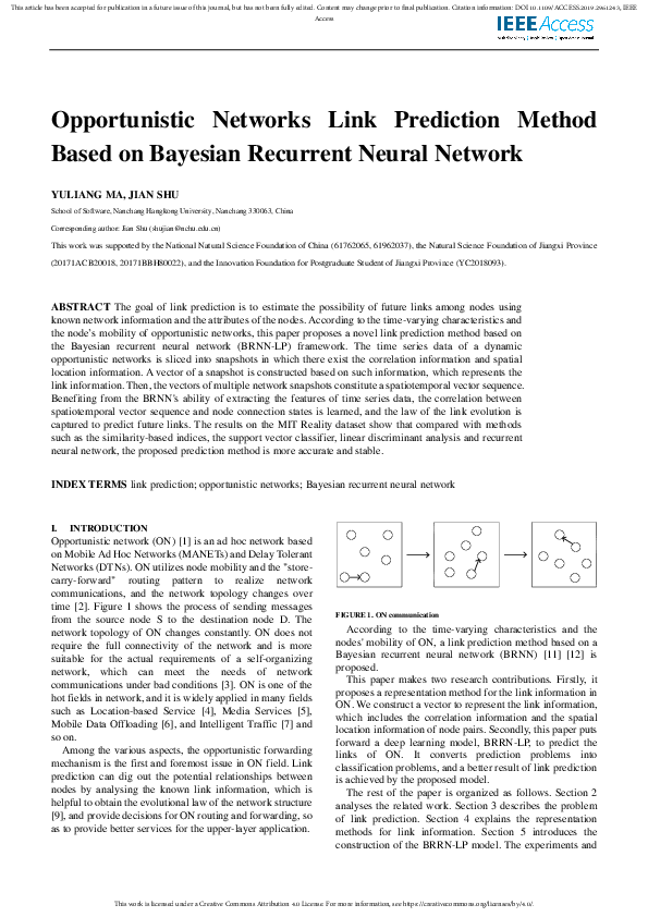 (PDF) Opportunistic Networks Link Prediction Method Based on Bayesian ...