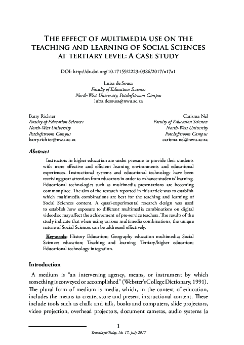 (PDF) The effect of multimedia use on the teaching and learning of ...