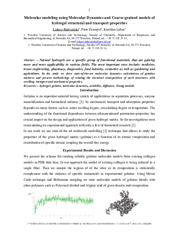 (PDF) Molecular modeling using Molecular Dynamics and Coarse-grained ...