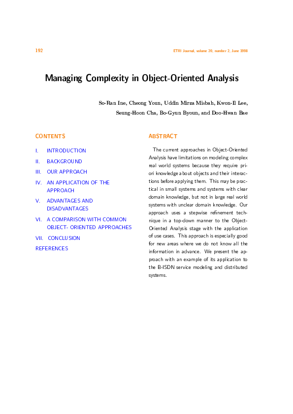 (PDF) Managing Complexity in Object-Oriented Development