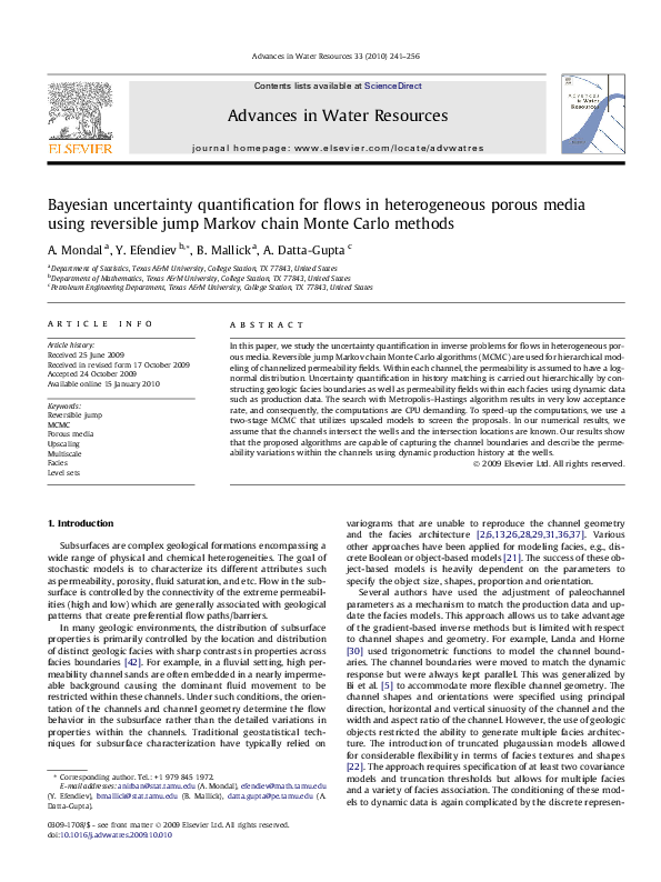 (PDF) Bayesian uncertainty quantification for flows in heterogeneous ...