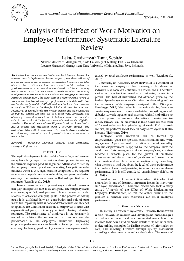 (PDF) Analysis of the Effect of Work Motivation on Employee Performance ...