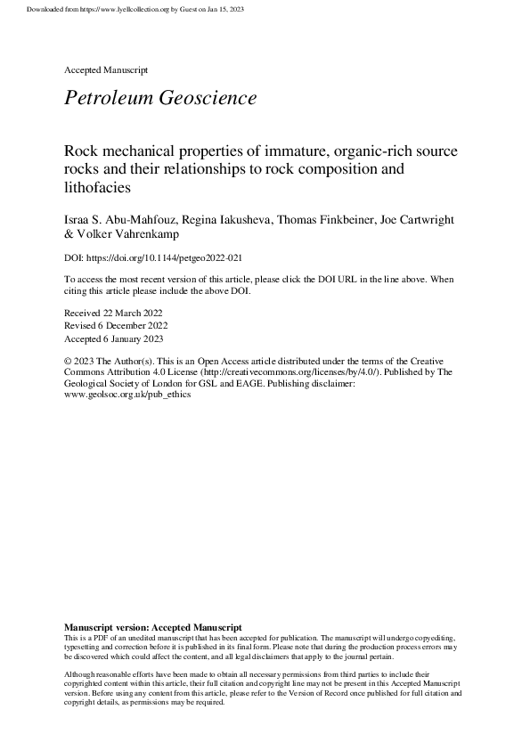 (PDF) Rock mechanical properties of immature, organic-rich source rocks ...