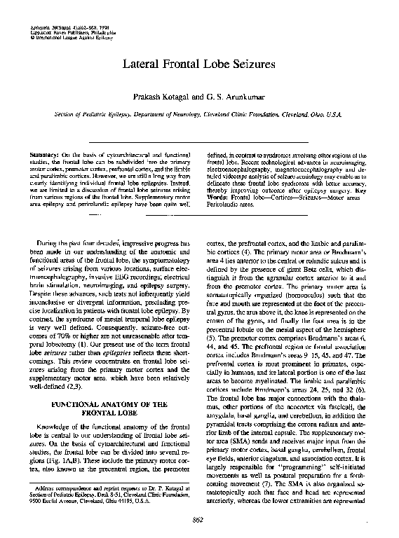 (PDF) Lateral Frontal Lobe Seizures