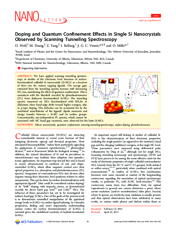 (PDF) Doping and Quantum Confinement Effects in Single Si Nanocrystals ...