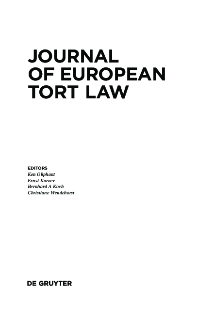 (PDF) Journal of European Tort Law - Special Issue: The Principles of ...