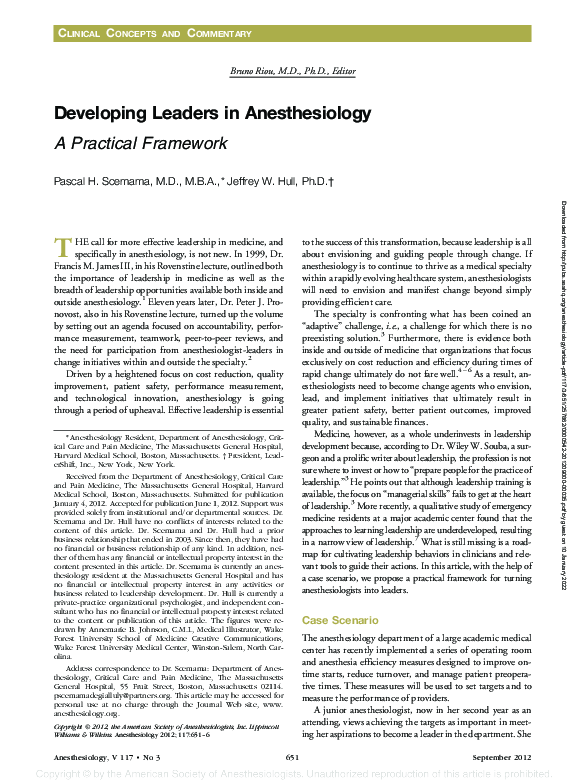 (PDF) CLINICAL CONCEPTS AND COMMENTARY Developing Leaders in ...