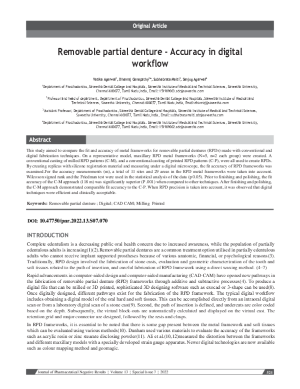 (PDF) Removable partial denture - Accuracy in digital workflow
