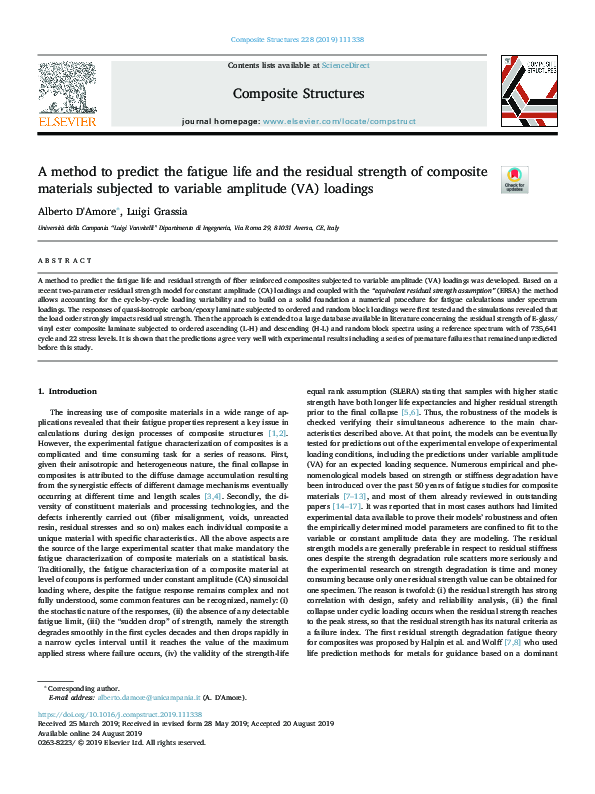 (PDF) A method to predict the fatigue life and the residual strength of ...