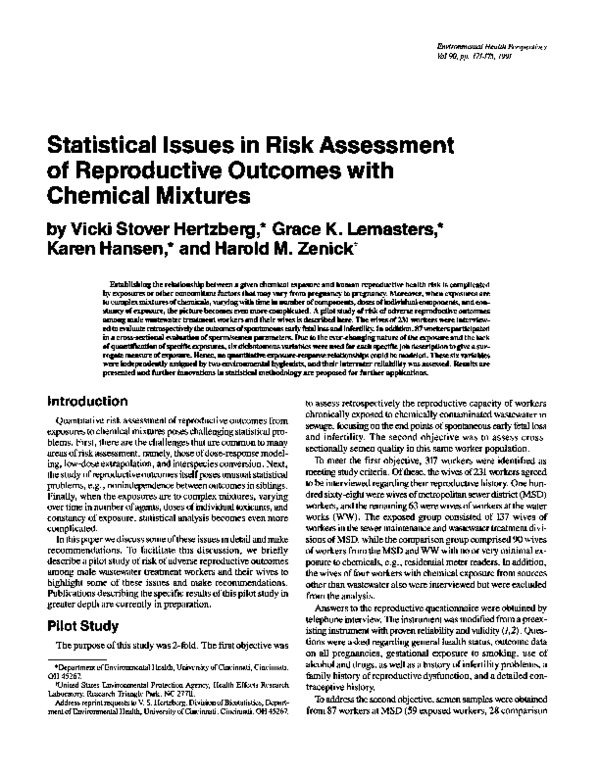 (PDF) Statistical Issues in Risk Assessment of Reproductive Outcomes ...