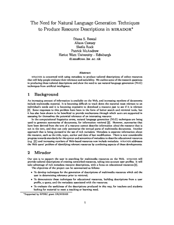 (PDF) The need for natural language generation techniques to produce ...