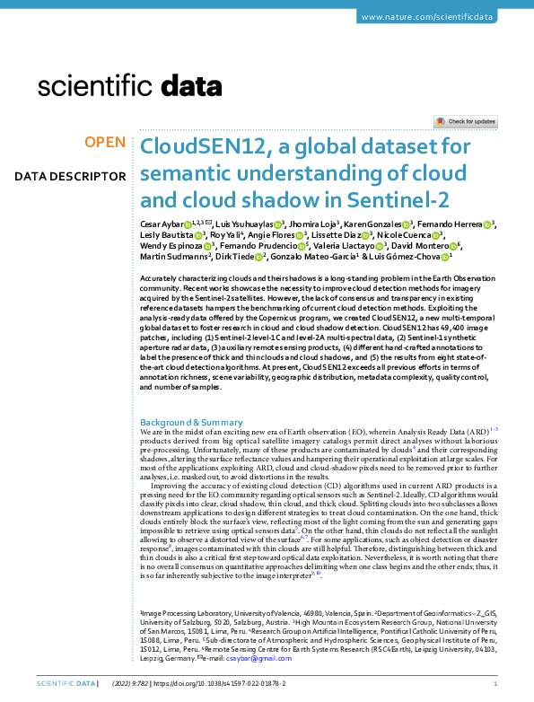(PDF) CloudSEN12 - a global dataset for semantic understanding of cloud ...