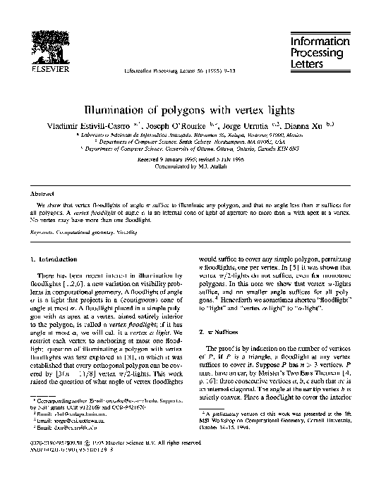 (PDF) Illumination of polygons with vertex lights