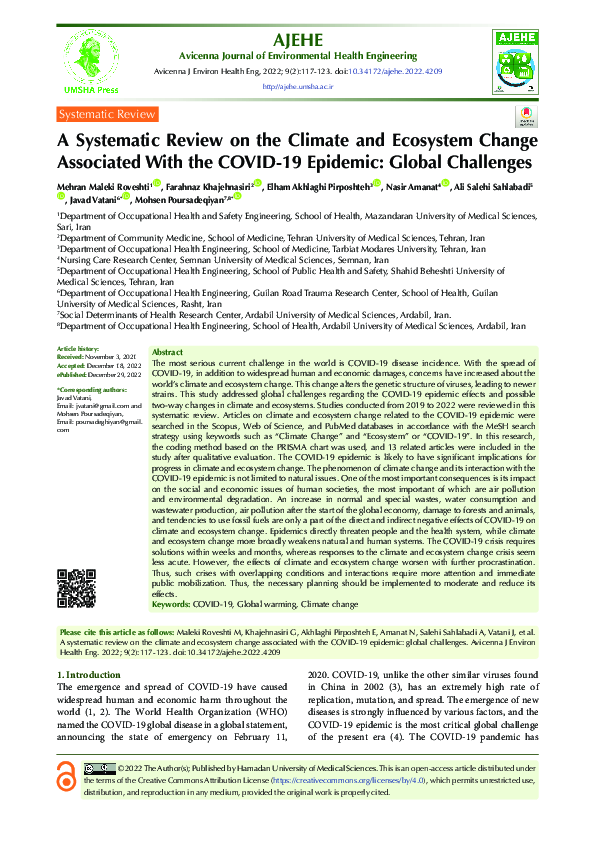 (PDF) A Systematic Review on the Climate and Ecosystem Change ...