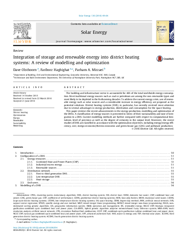 (PDF) Integration of storage and renewable energy into district heating ...