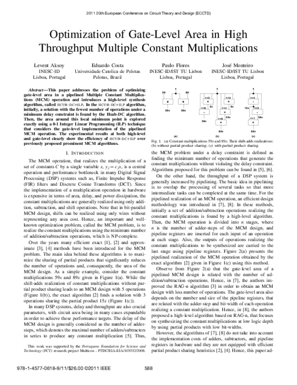 (PDF) Optimization of gate-level area in high throughput Multiple ...