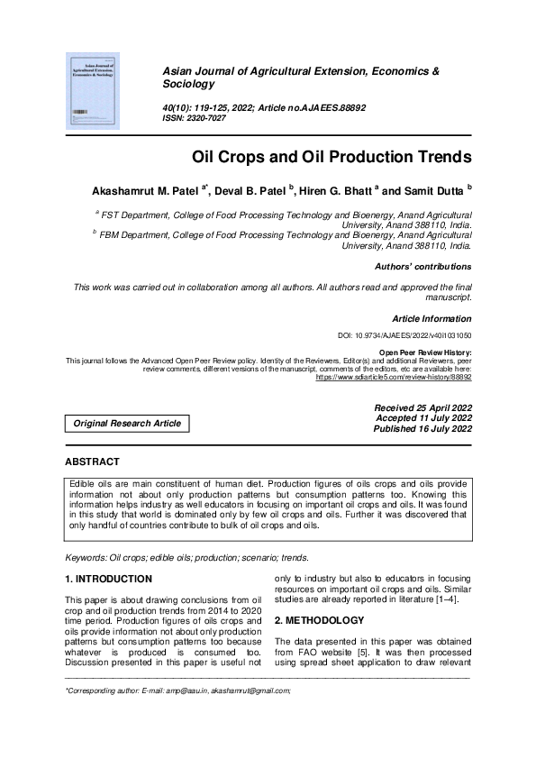 (PDF) Oil Crops and Oil Production Trends Samit Dutta Academia.edu