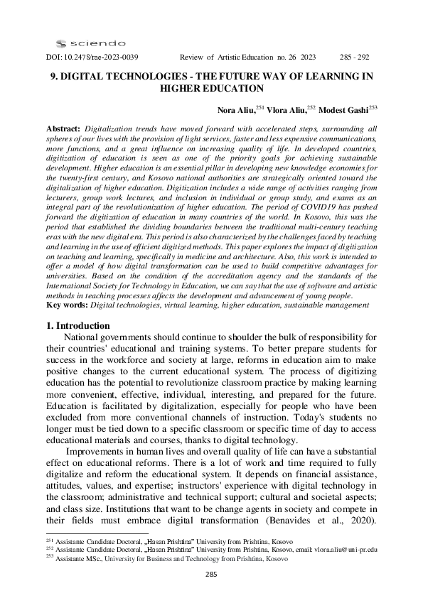 (PDF) 9. Digital Technologies - The Future Way of Learning in Higher ...