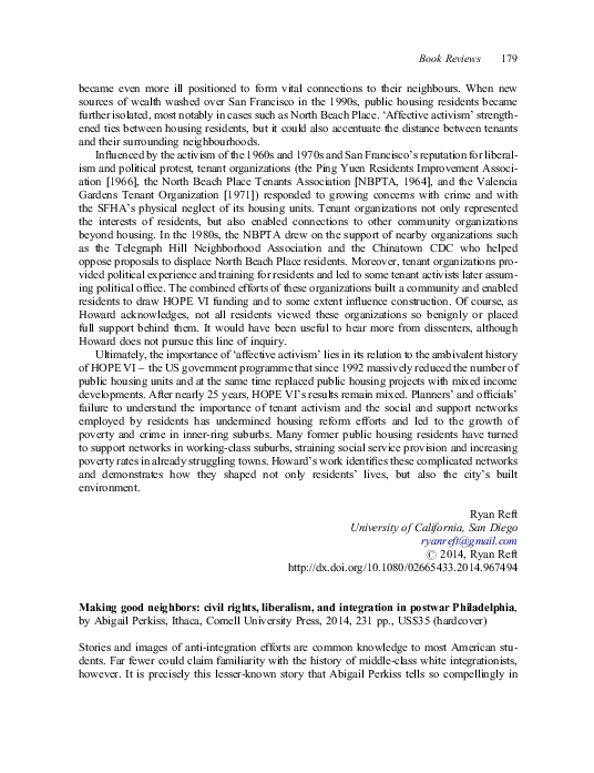 (PDF) Making good neighbors: civil rights, liberalism, and integration ...
