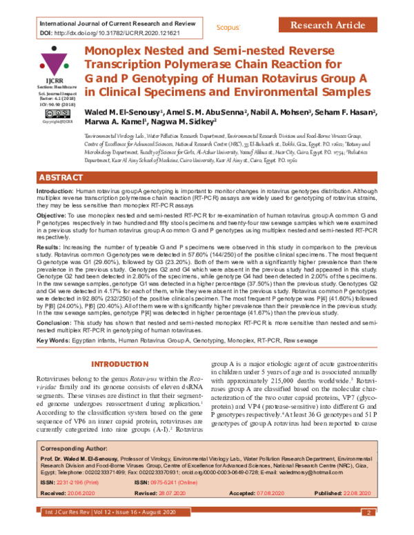(PDF) Monoplex Nested and Semi-nested Reverse Transcription Polymerase ...