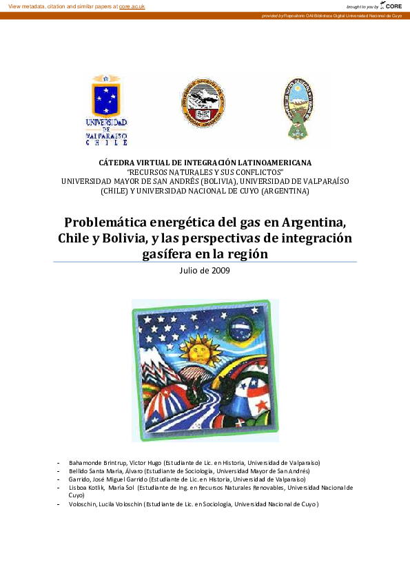 (PDF) Problemática energética del gas en Argentina, Chile y Bolivia, y ...