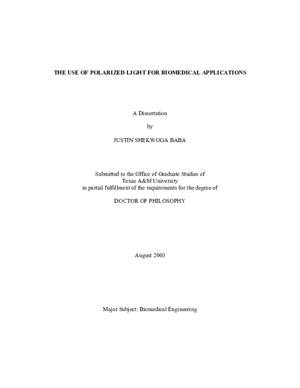 (PDF) The use of polarized light for biomedical applications