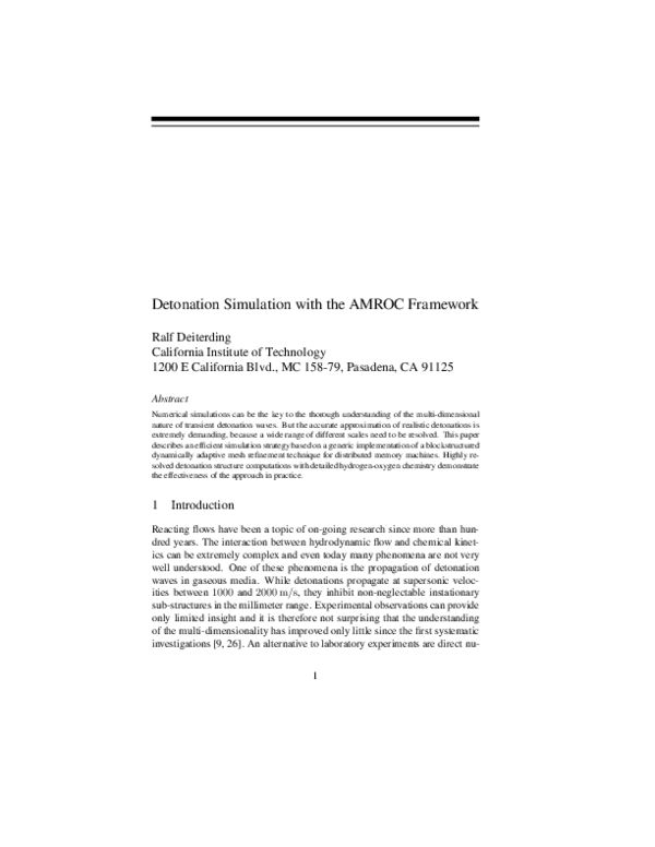 (PDF) Detonation simulation with the AMROC framework