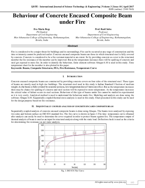 (PDF) Behaviour of Concrete Encased Composite Beam under Fire Basil
