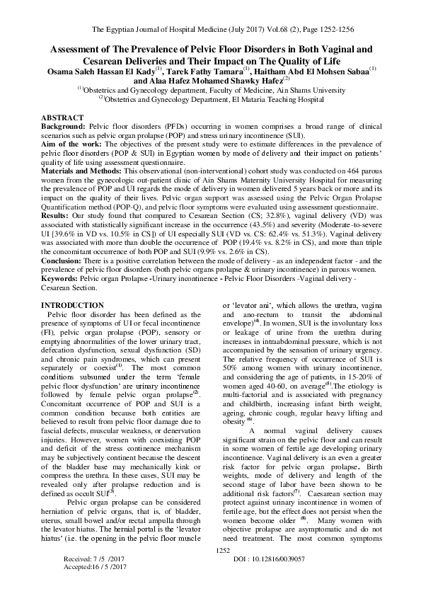 (PDF) Assessment of the Prevalence of Pelvic Floor Disorders in Both ...