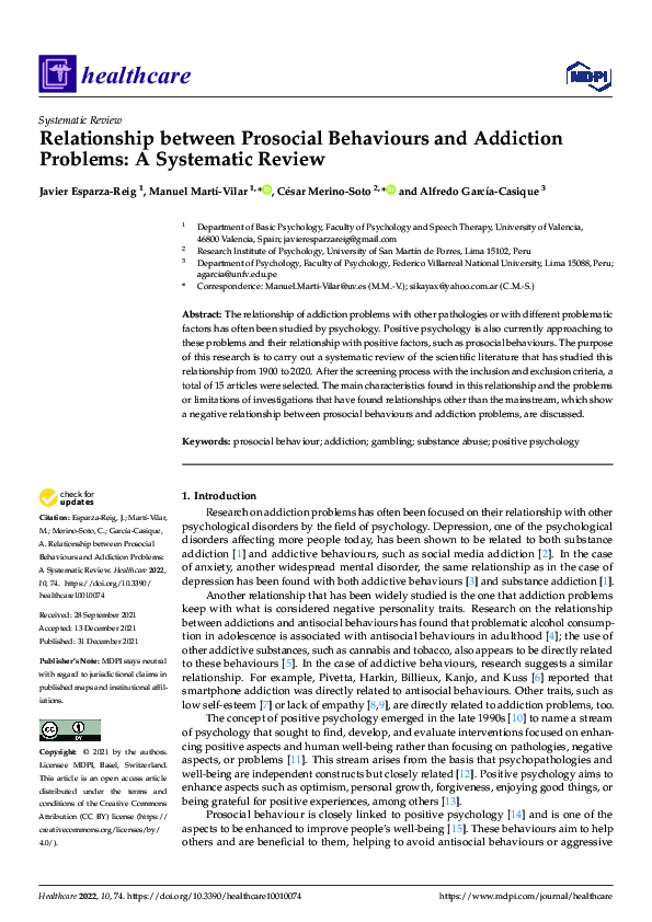 (PDF) Relationship between Prosocial Behaviours and Addiction Problems ...