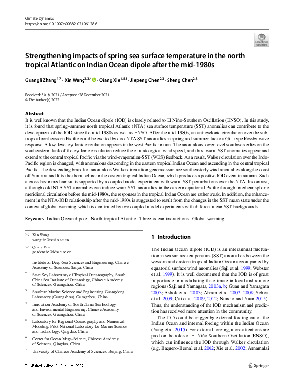 (PDF) Strengthening impacts of spring sea surface temperature in the ...