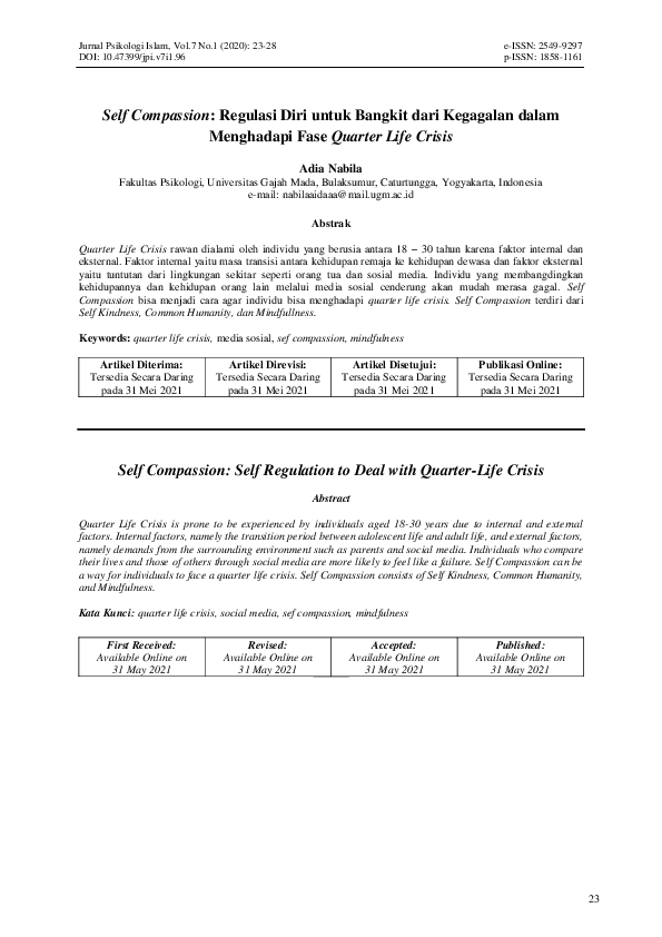  PDF Self Compassion Regulasi Diri Untuk Bangkit Dari Kegagalan Dalam 