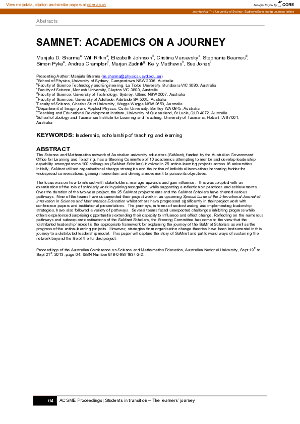 (PDF) SaMnet: Academics on a journey