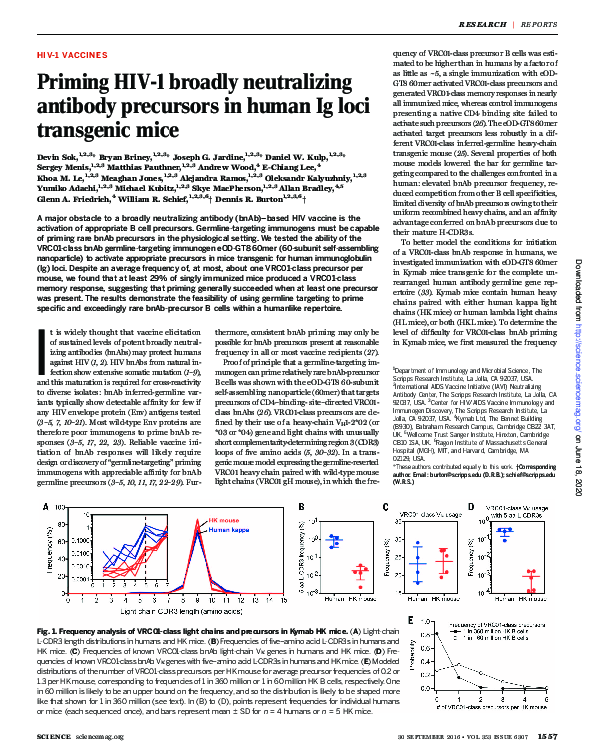 (PDF) Priming HIV-1 broadly neutralizing antibody precursors in human ...