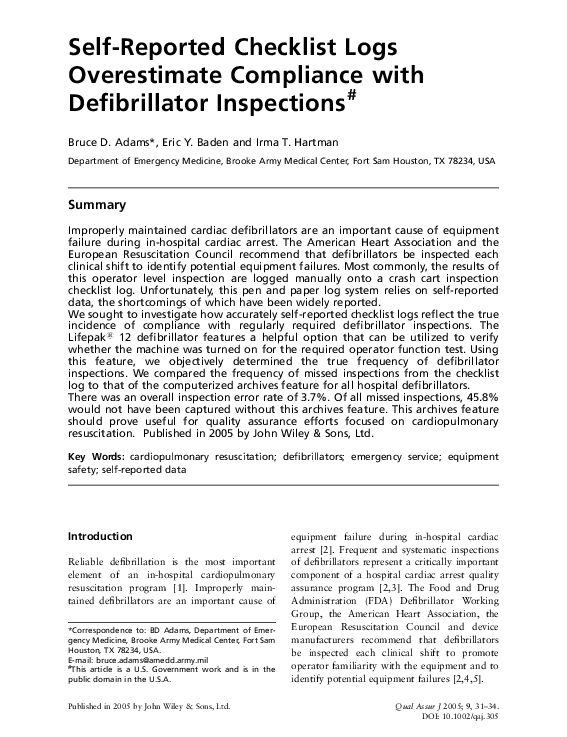 (PDF) Self-reported checklist logs overestimate compliance with ...
