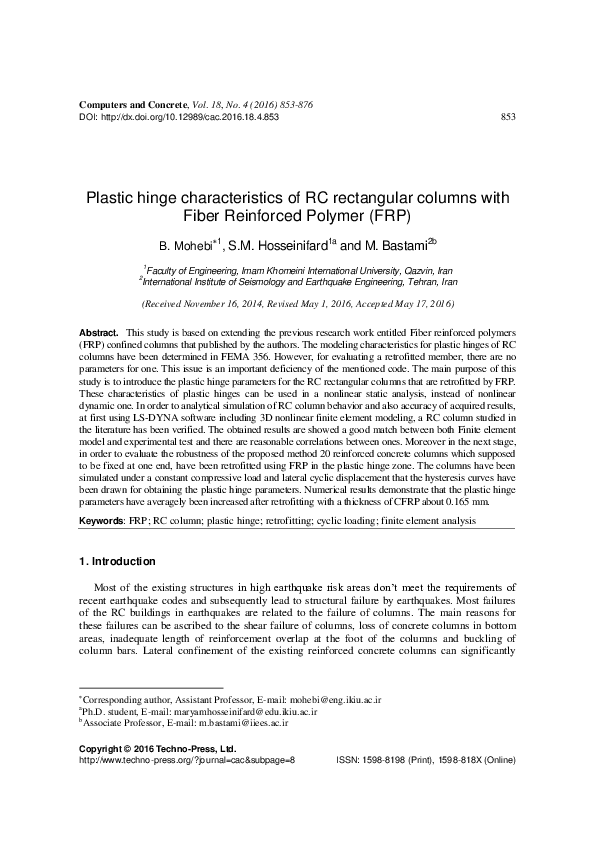 (PDF) Plastic hinge characteristics of RC rectangular columns with ...