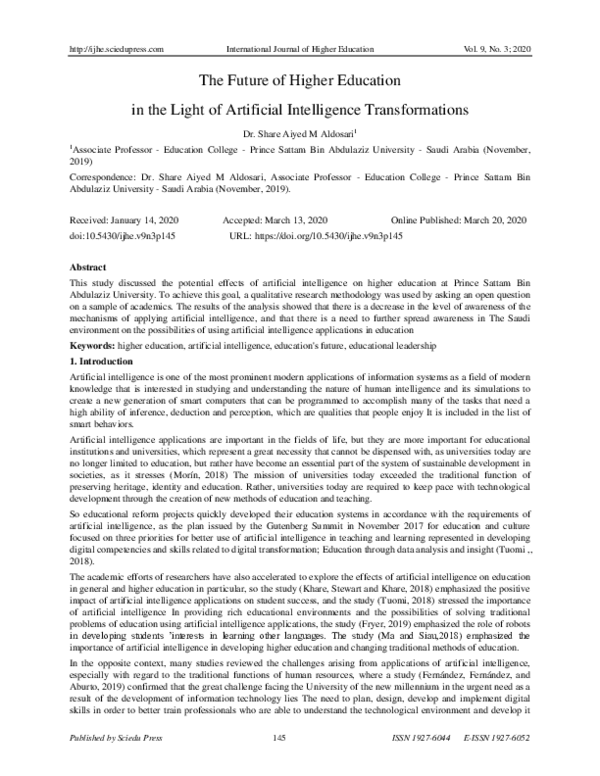 (PDF) The Future of Higher Education in the Light of Artificial ...